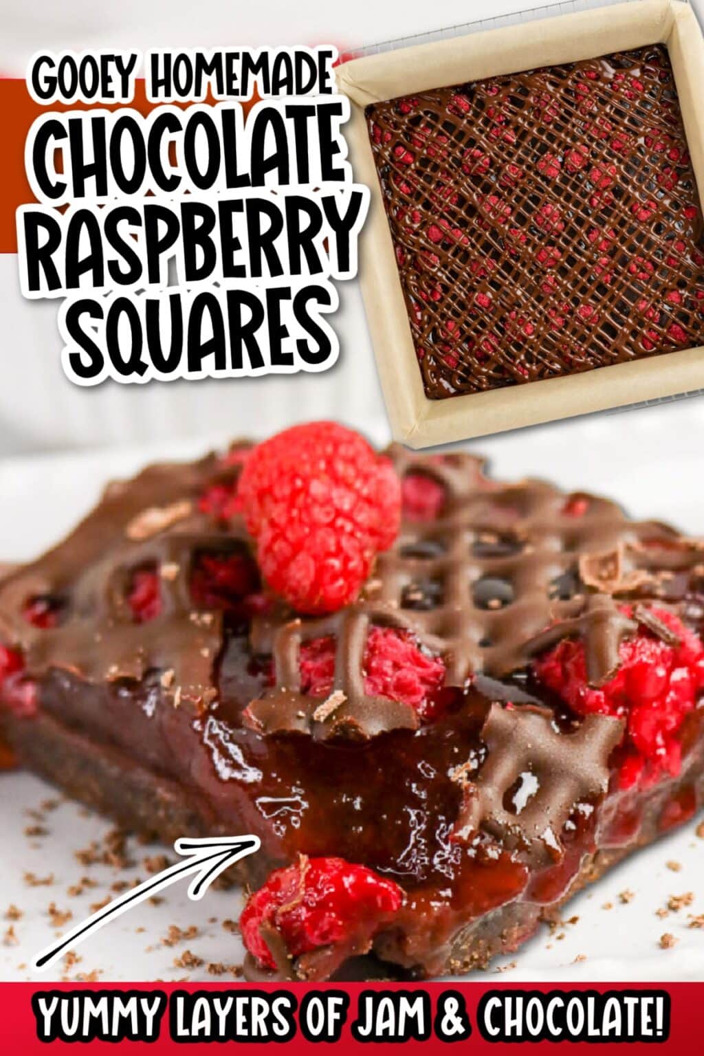 Fudgy Chocolate Raspberry Bars | A Reinvented Mom