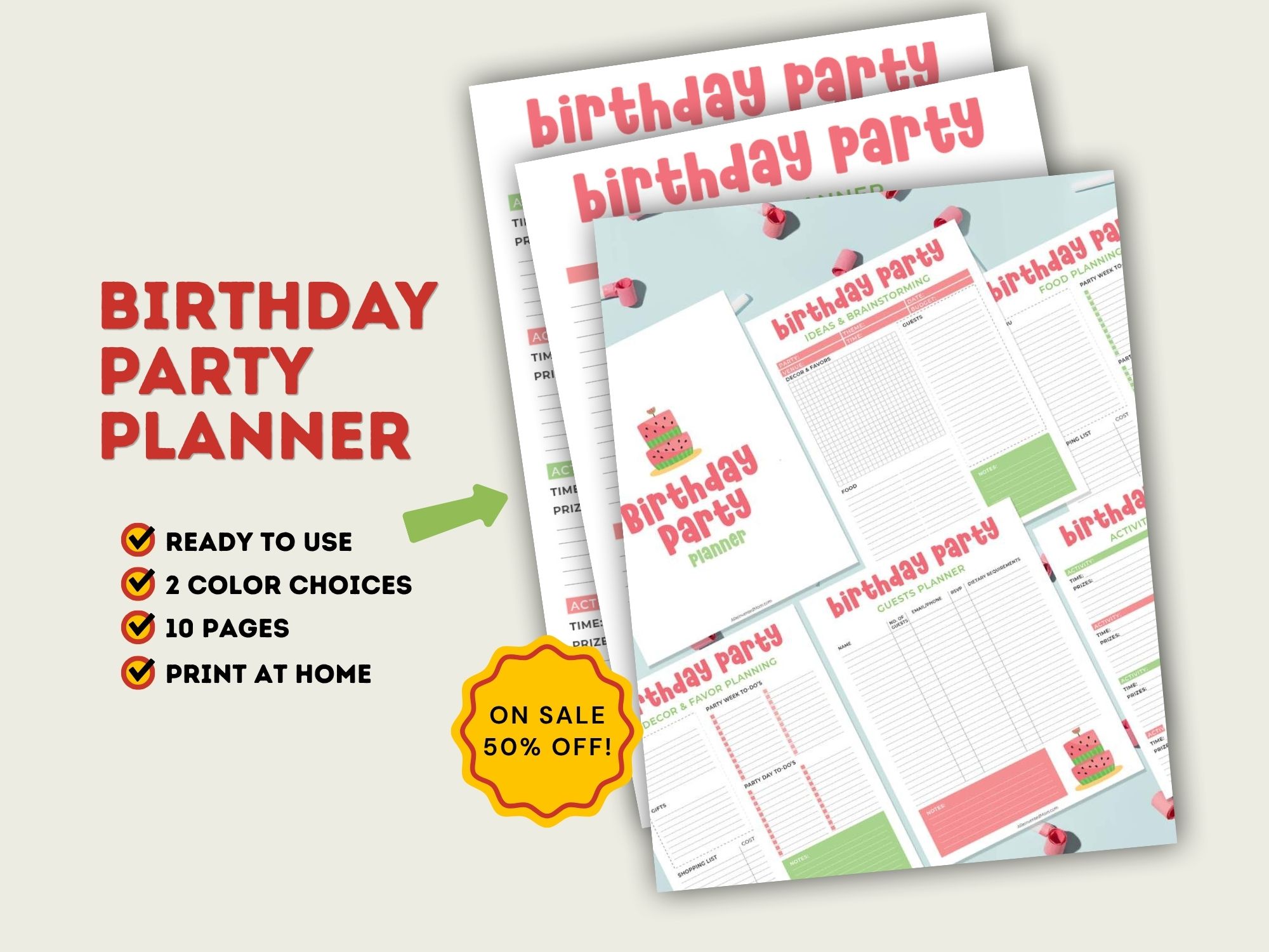 Birthday Party Planner printable graphic.